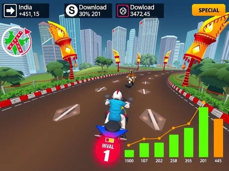 Elite Sprinters gameplay screenshot showing Indian city racetrack